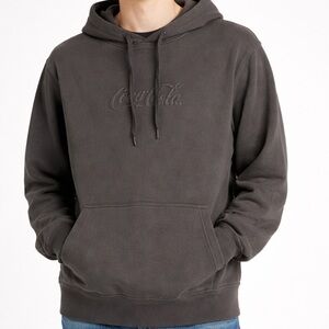 Coca Cola Embroidered Hoodie Black Minimal Logo Pullover Unisex
